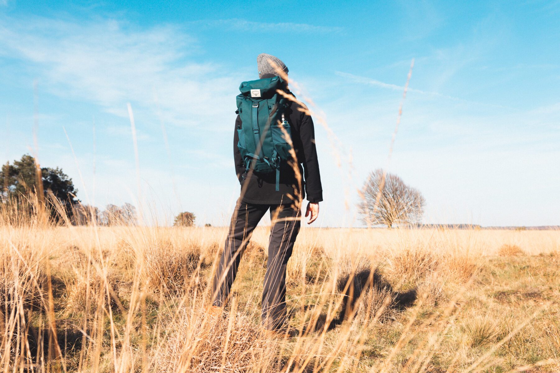 outdoor rugzak op de Veluwe